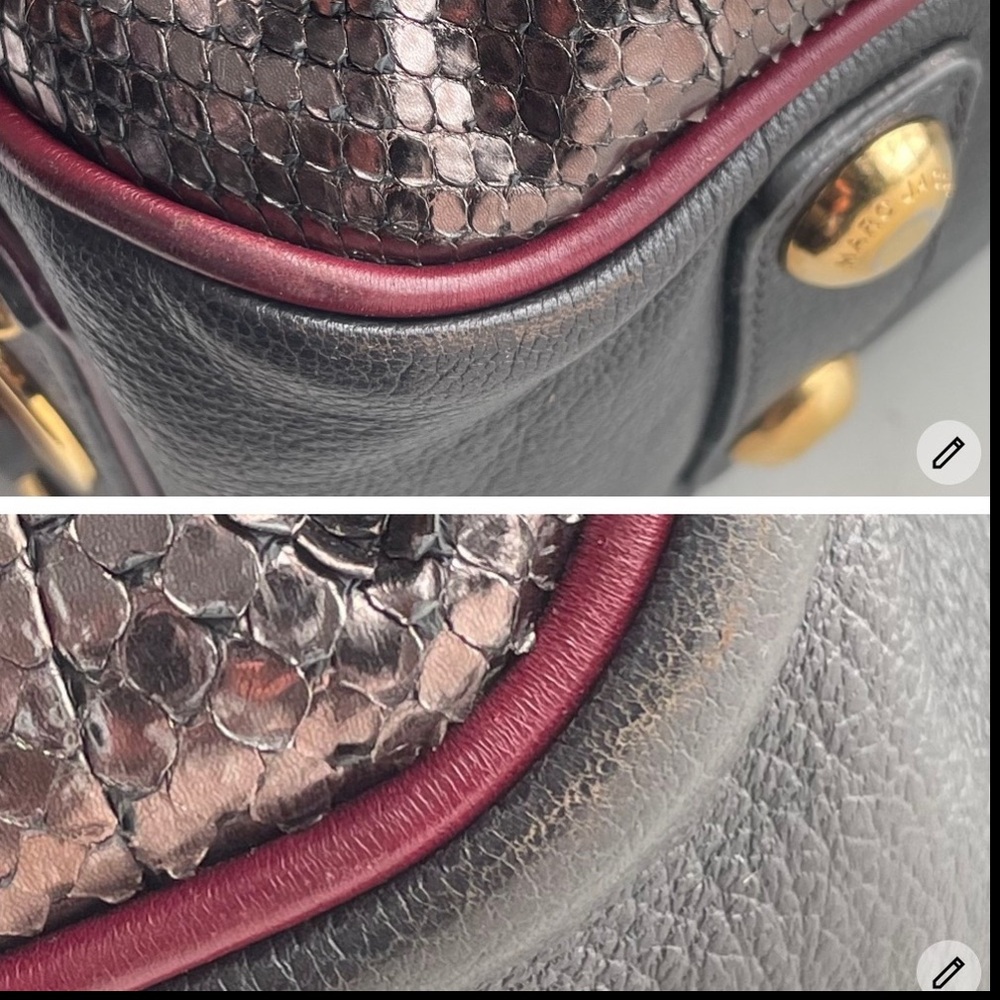 Vintage Marc Jacobs Leather & Snake Skin Python Stam Kiss lock Bag Silver Italy - Picture 12 of 16